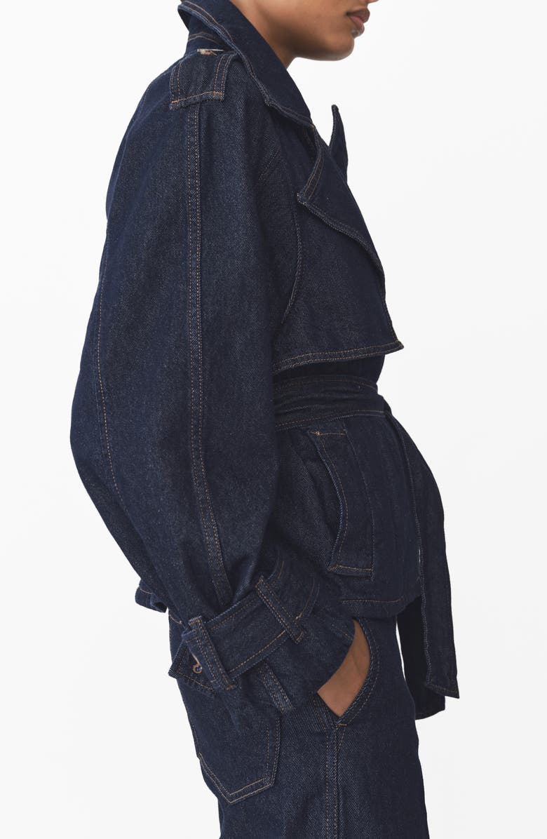 MANGO Denim Crop Trench Jacket, Alternate, color,