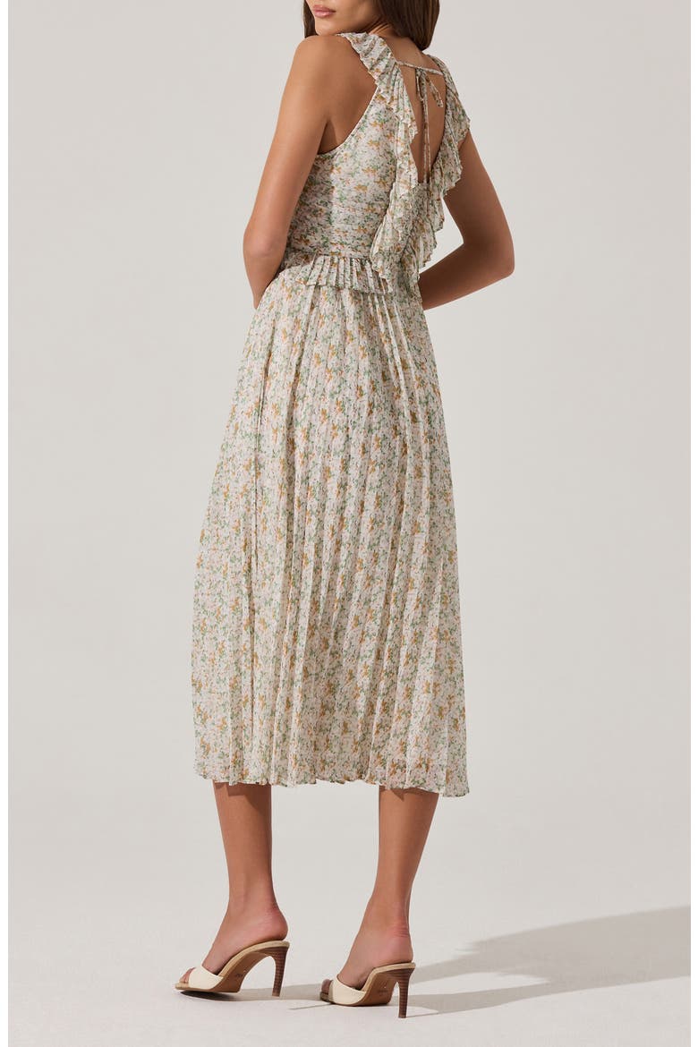 Ruffle Pleated Midi Sundress, Alternate, color, CREAM MULTI FLORAL
