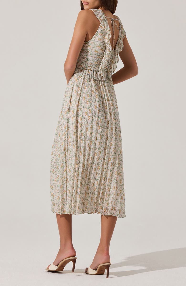 ASTR the Label Ruffle Pleated Midi Sundress, Alternate, color, Cream Multi Floral