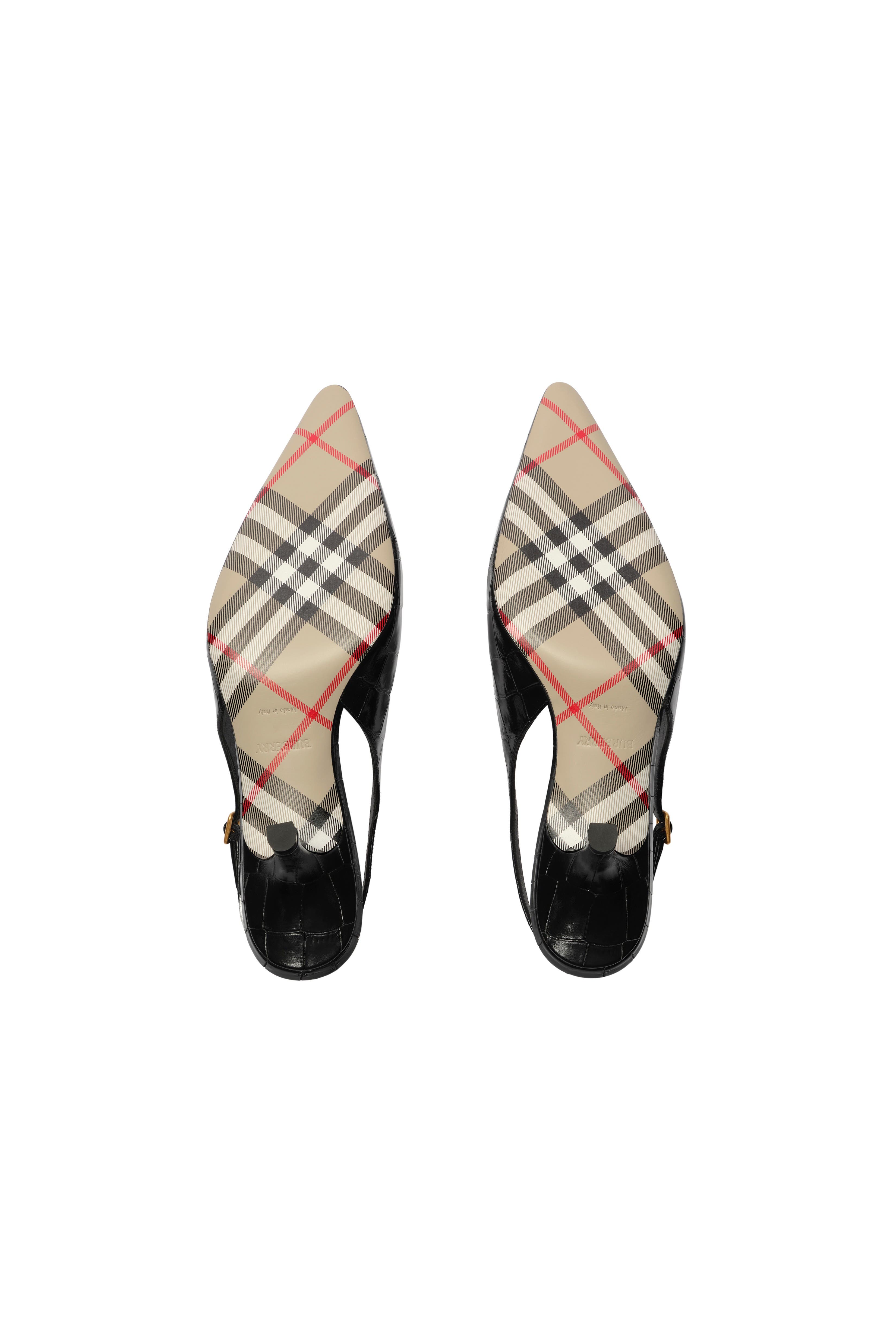 Crocodile-effect Leather Dame Slingback Pumps, Alternate, color, Black