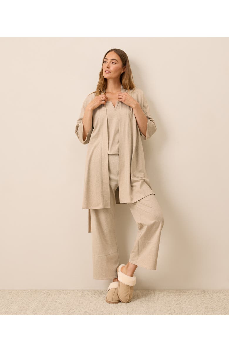 Pact Organic Staycation Short Robe, Main, color, Flax Heather