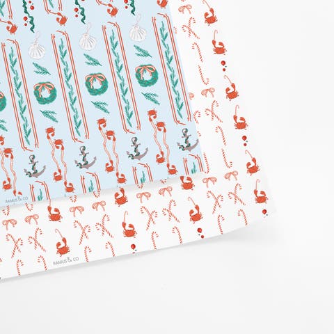 Two-Sided "A Pinch Of Holiday" Heavyweight Christmas/Holiday Gift Wrap (Eight Sheets)