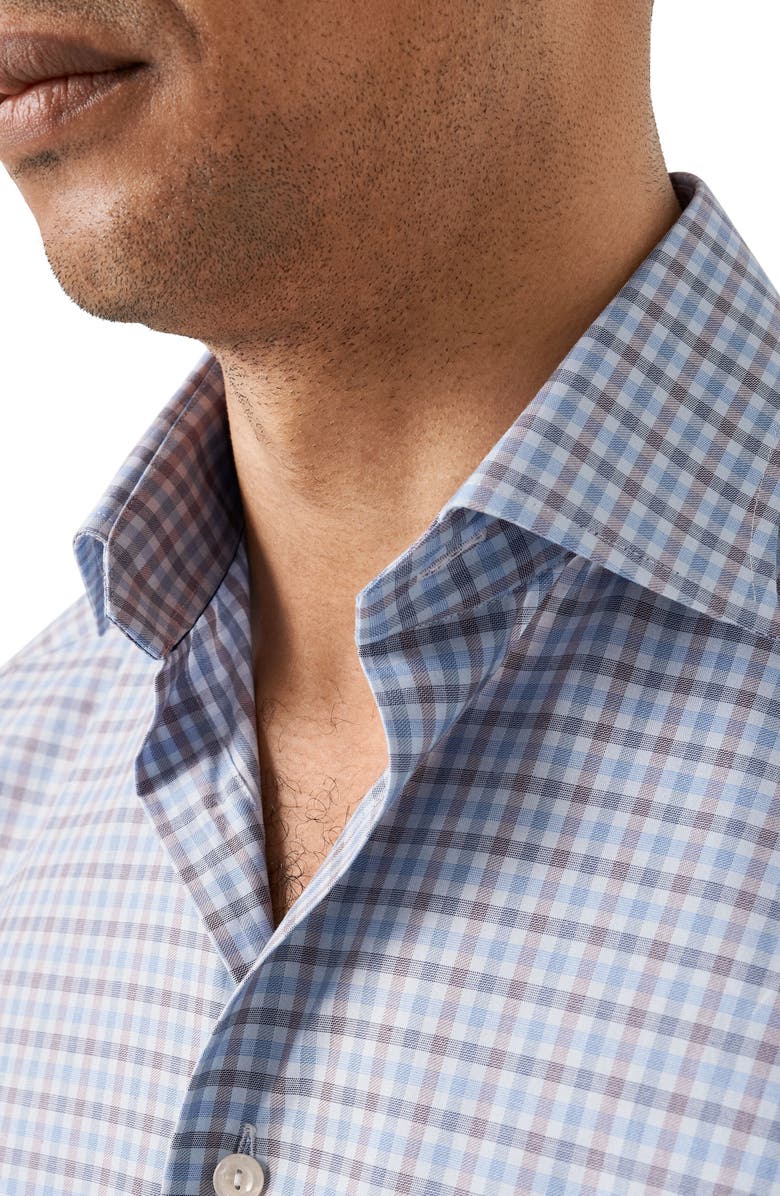 Eton Check Slim Fit Organic Cotton Dress Shirt, Alternate, color, Light Blue