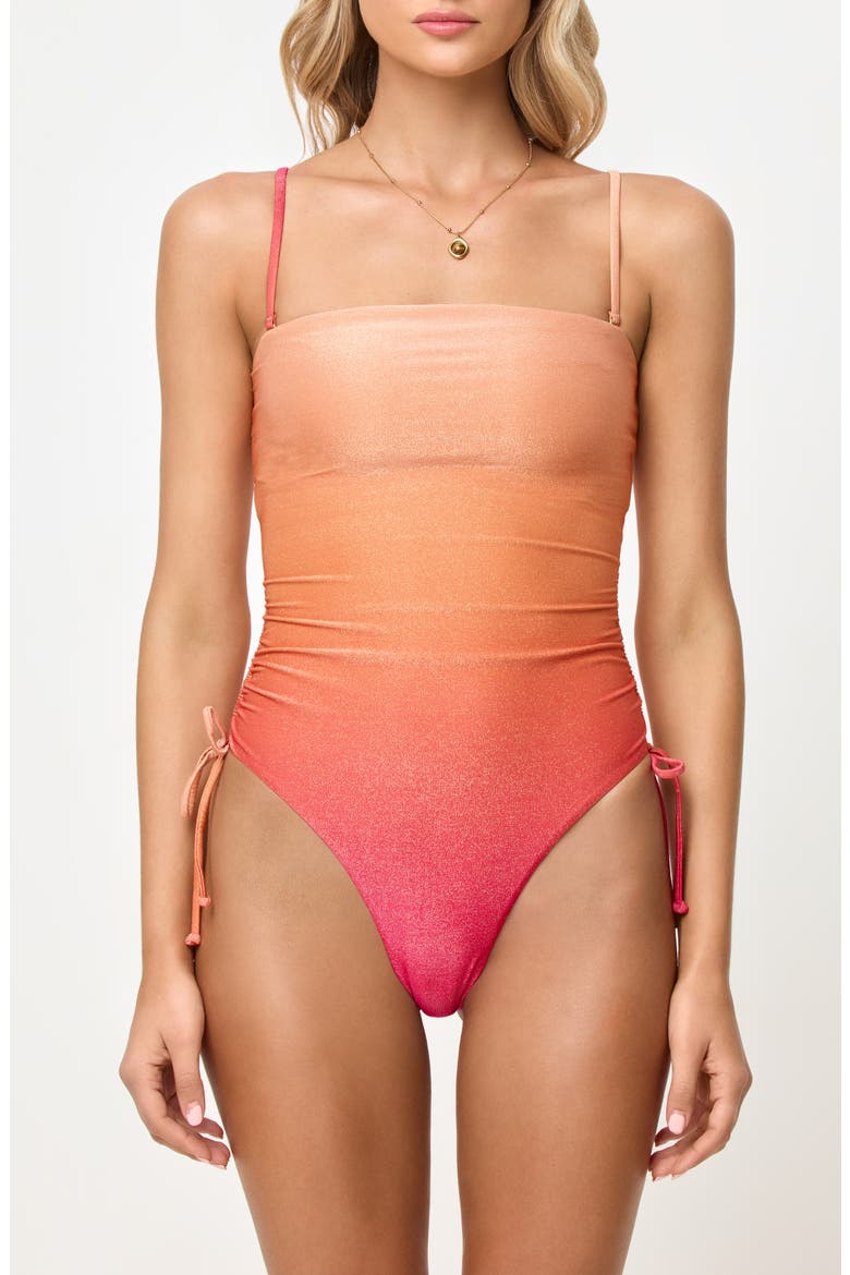 Elise Ruched Rib One-Piece Swimsuit, Alternate, color, OCASO