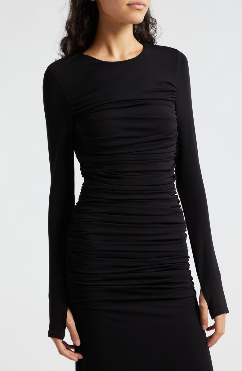 Alice + Olivia Katherina Ruched Long Sleeve Maxi Dress, Alternate, color, 