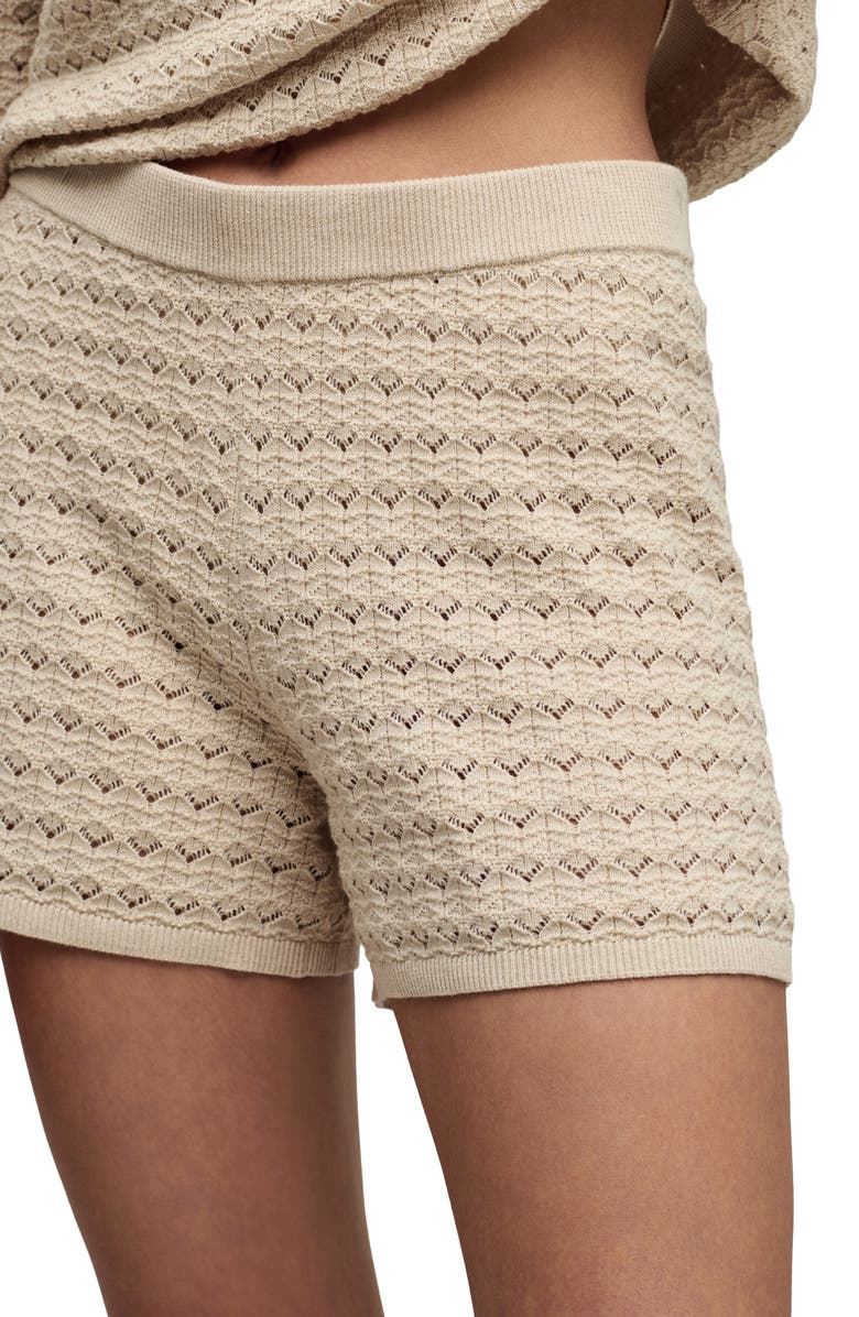Barefoot Dreams<sup>®</sup> Heathered Cotton Tulip Pointelle Lounge Shorts, Alternate, color, Heather Stone