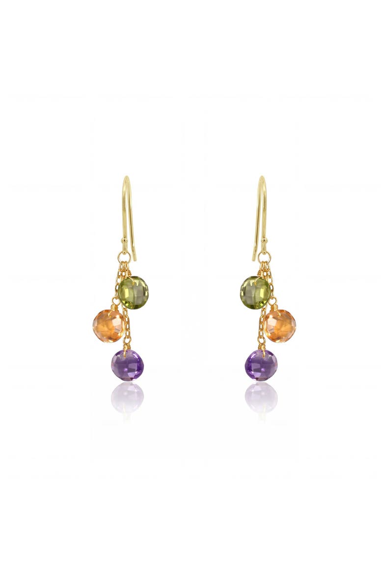 Tricolor Bead Dangle Earrings, Alternate, color, Peridot, Citrine,  Amethyst