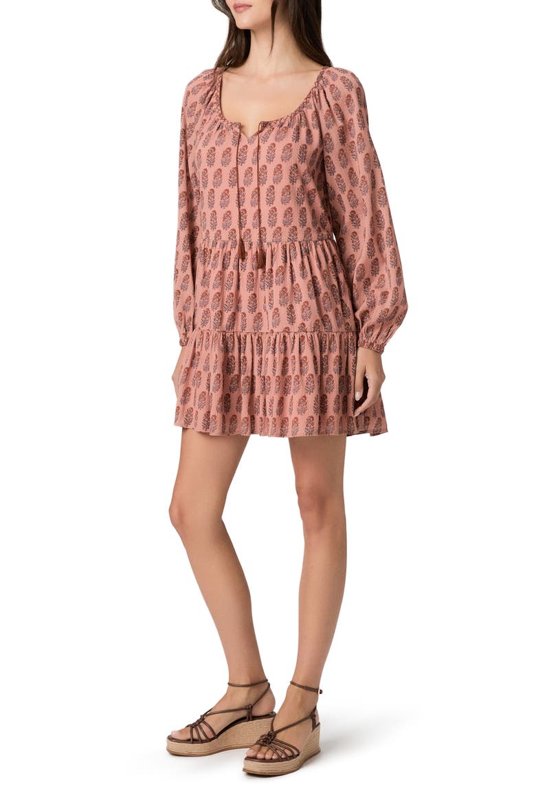 Boardwalk Floral Long Sleeve Cotton Minidress, Alternate, color, SALMON MULTI