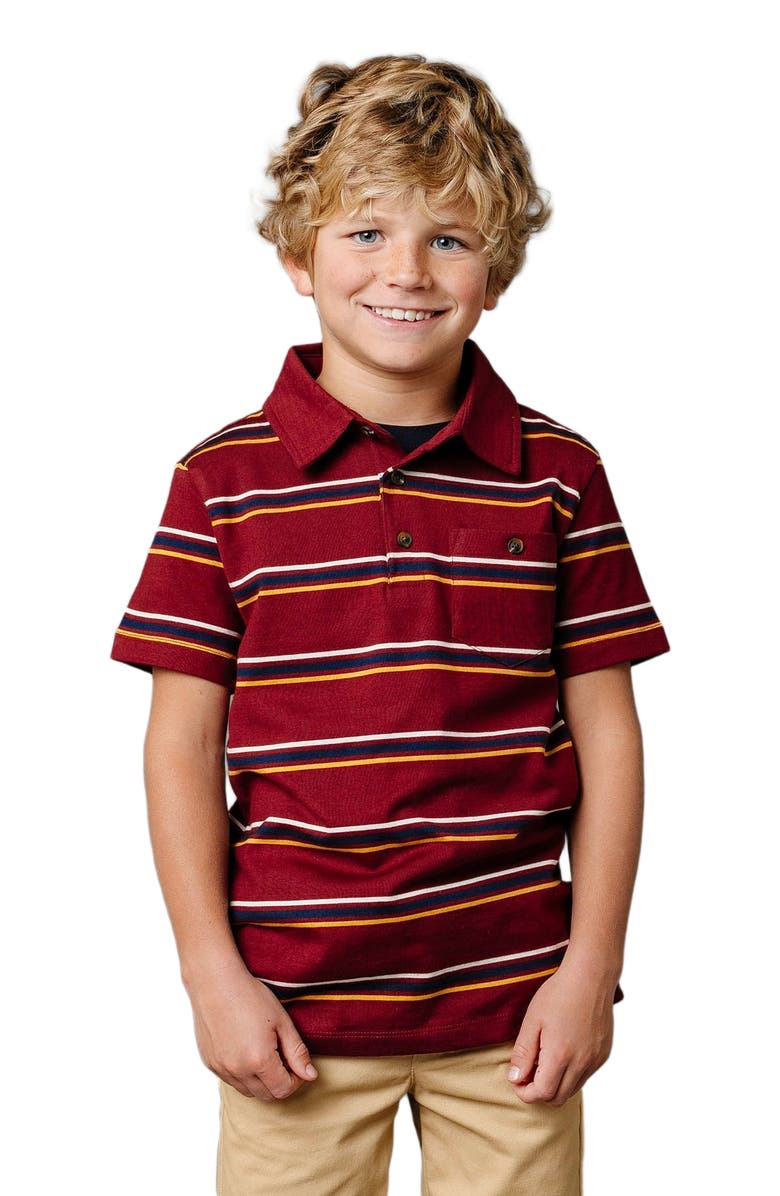 Hope & Henry Boys' Organic Jersey Polo, Kids, Main, color, Oxblood Stripe