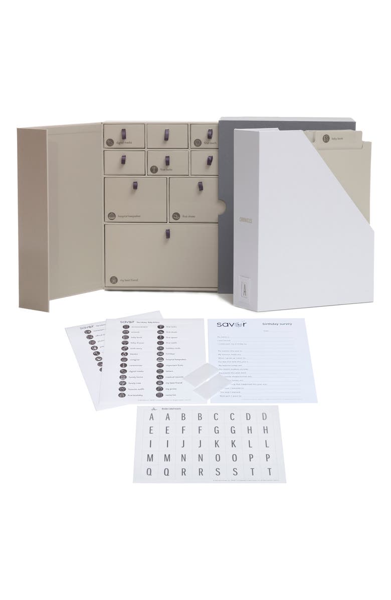 Savor Baby Edition Keepsake Box, Alternate, color, Slate/ Beige