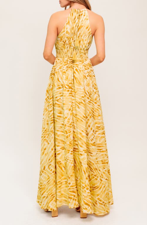 Flying Tomato Zebra Print Halter Maxi Dress In Yellow