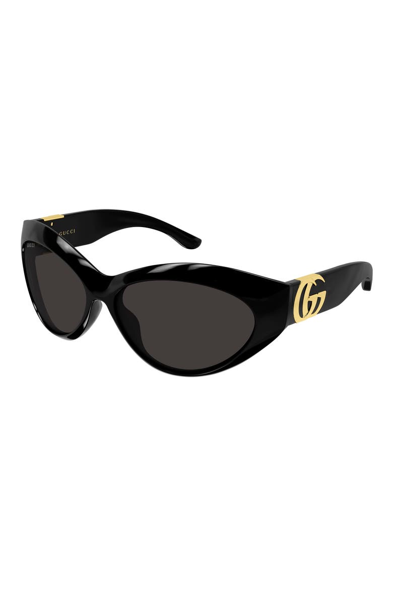 GG2269S 64mm Oversize Gradient Polarized Cat Eye Sunglasses, Alternate, color, BLACK