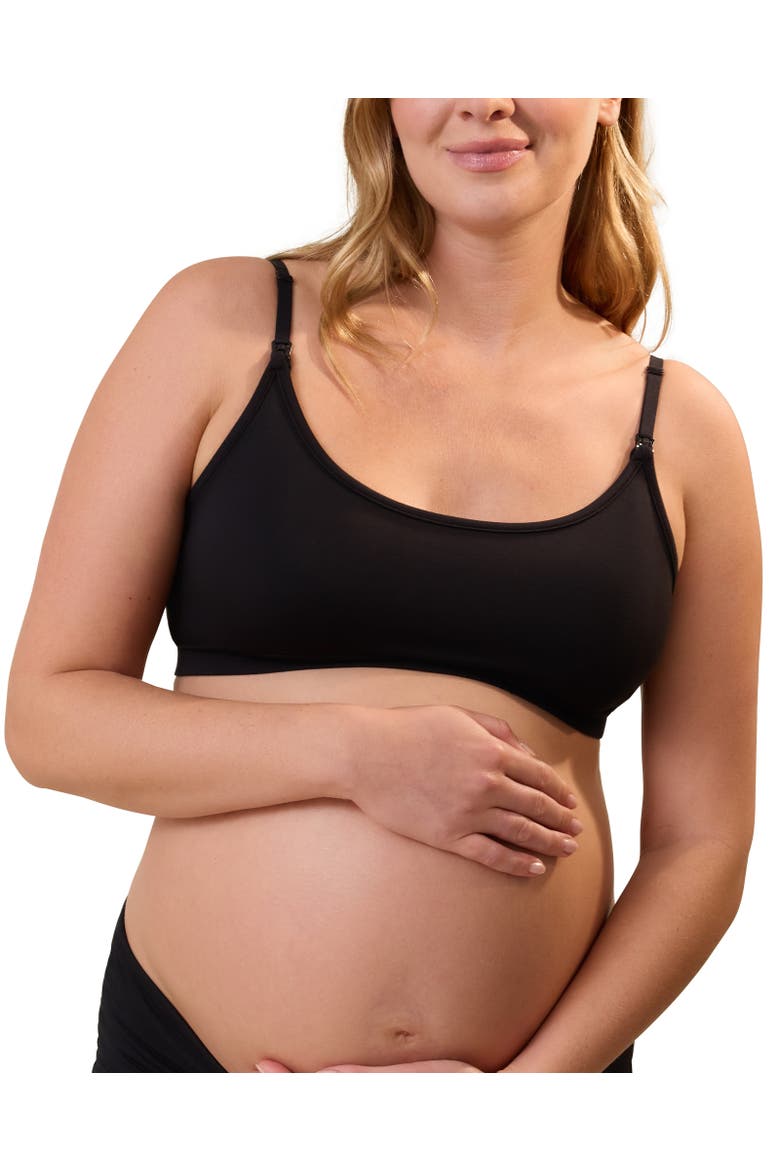 Busty French Terry Maternity & Nursing Bralette -  Fits Sizes 30E-44H, Main, color, Black