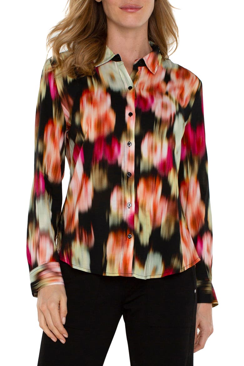 Floral Ikat Print Shirt, Main, color, STAR RUBY FLRL