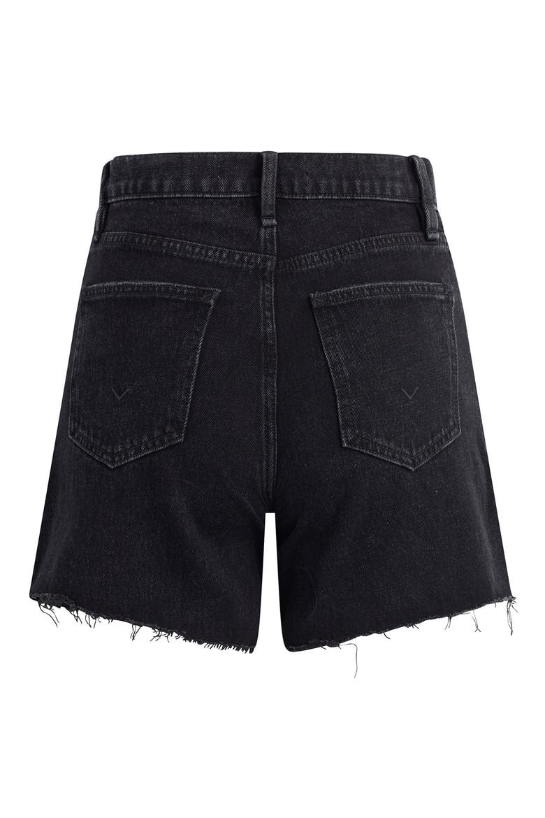 Devon High Waist Cutoff Denim Shorts, Alternate, color, DESTRUCTED BLACK