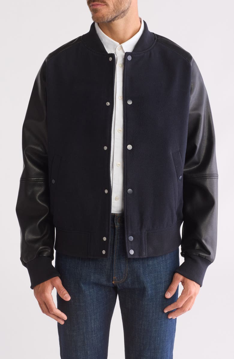 Slate & Stone Faux Wool & Faux Leather Varsity Jacket, Alternate, color,