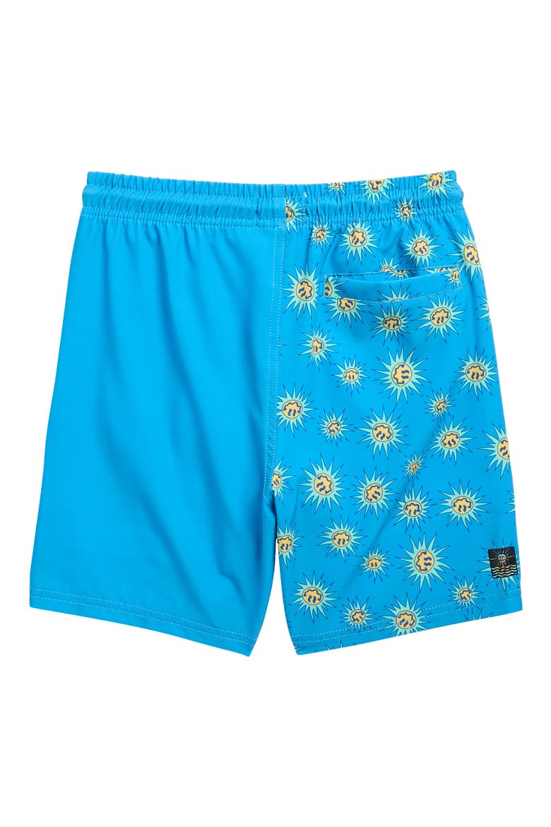 Kids' Trek Smiley Swim Trunks, Alternate, color, BLUE