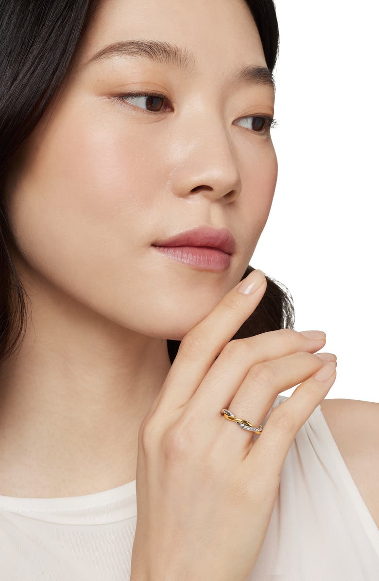 Petite Infinity Band Ring in Sterling Silver with 14K Yellow Gold