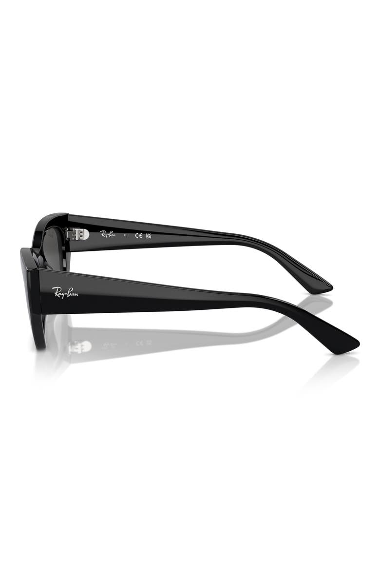 Zena 52mm Geometric Sunglasses, Alternate, color, BLACK / BLACK
