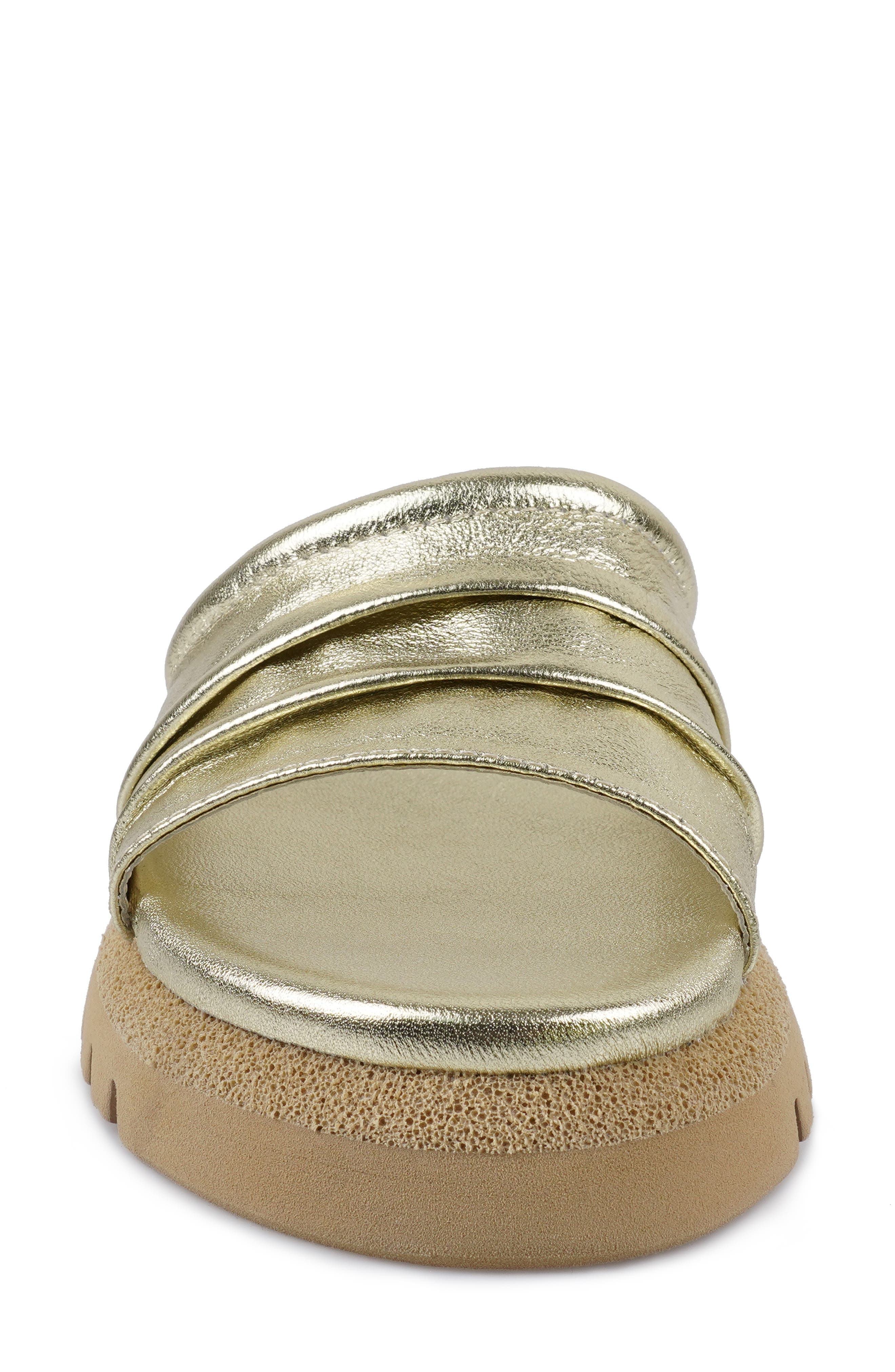 Ferna Platform Slide Sandal, Alternate, color, GOLD LEATHER