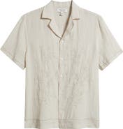 Nordstrom Embroidered Linen Camp Shirt