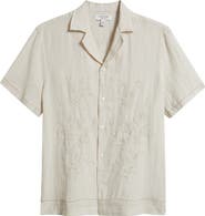 Nordstrom Embroidered Linen Camp Shirt