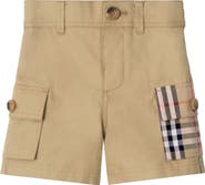 Burberry Check Trim Cotton Cargo Shorts