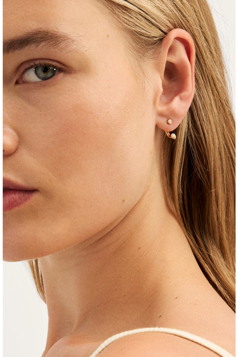 Bezel Set Front-Back Earrings, Alternate, color, WARM GOLD