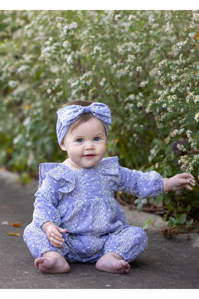 Mabel + Honey Lavender Lane Long Sleeve Print Ruffle Neck Bubble Romper ...