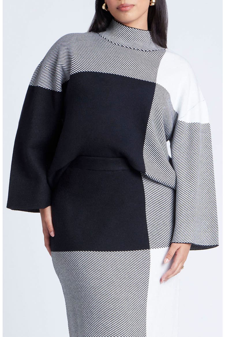 Mock Neck Intarsia Sweater, Main, color, PLAID PLEASE