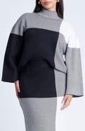 ELOQUII Mock Neck Intarsia Sweater