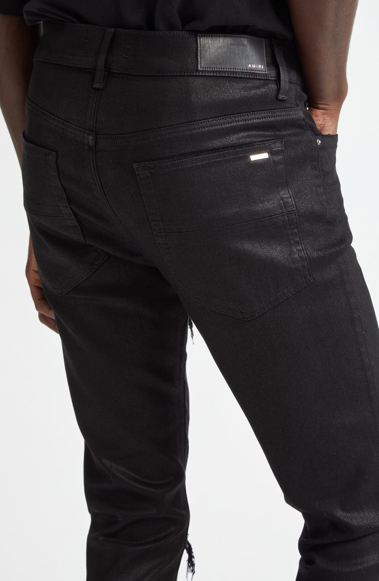 AMIRI WAX MX1 Leather Patched Distressed Jeans, Alternate, color, Black