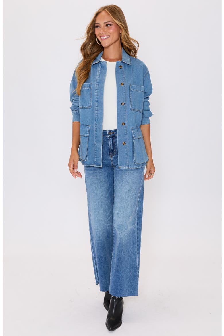 Blair Belted Denim Jacket, Alternate, color, DENIM BLUE