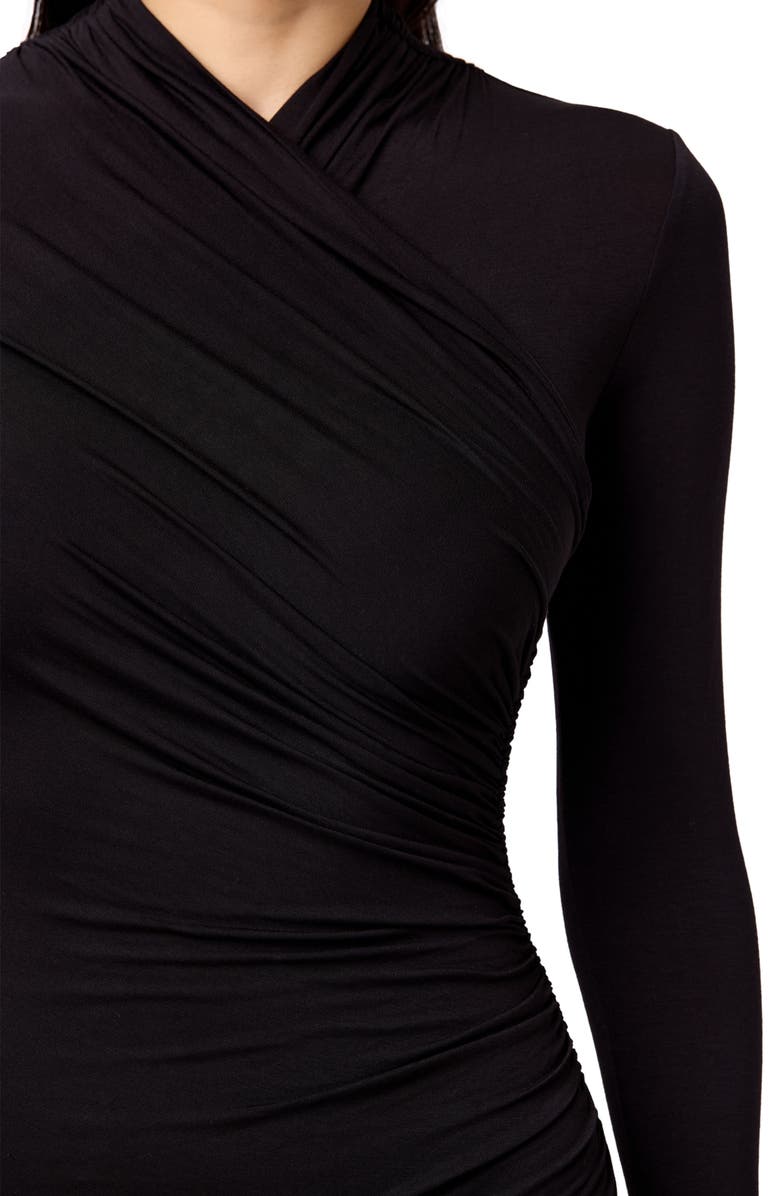 Naked Wardrobe Overlap Neck Long Sleeve Maxi Dress, Alternate, color, Black