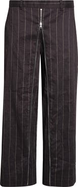 R13 Wide Pinstripe Front Zip Linen Blend Pants