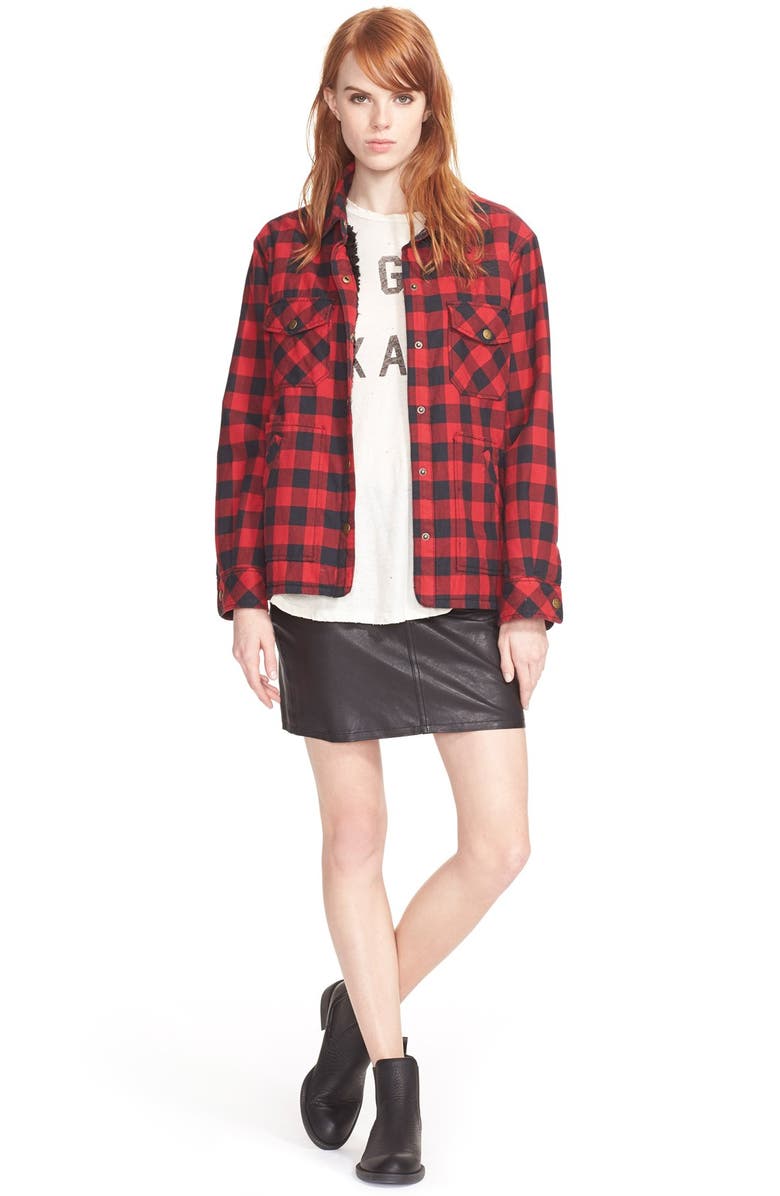 Current/Elliott 'The Skinny Mini' Lambskin Leather Skirt, Alternate, color,