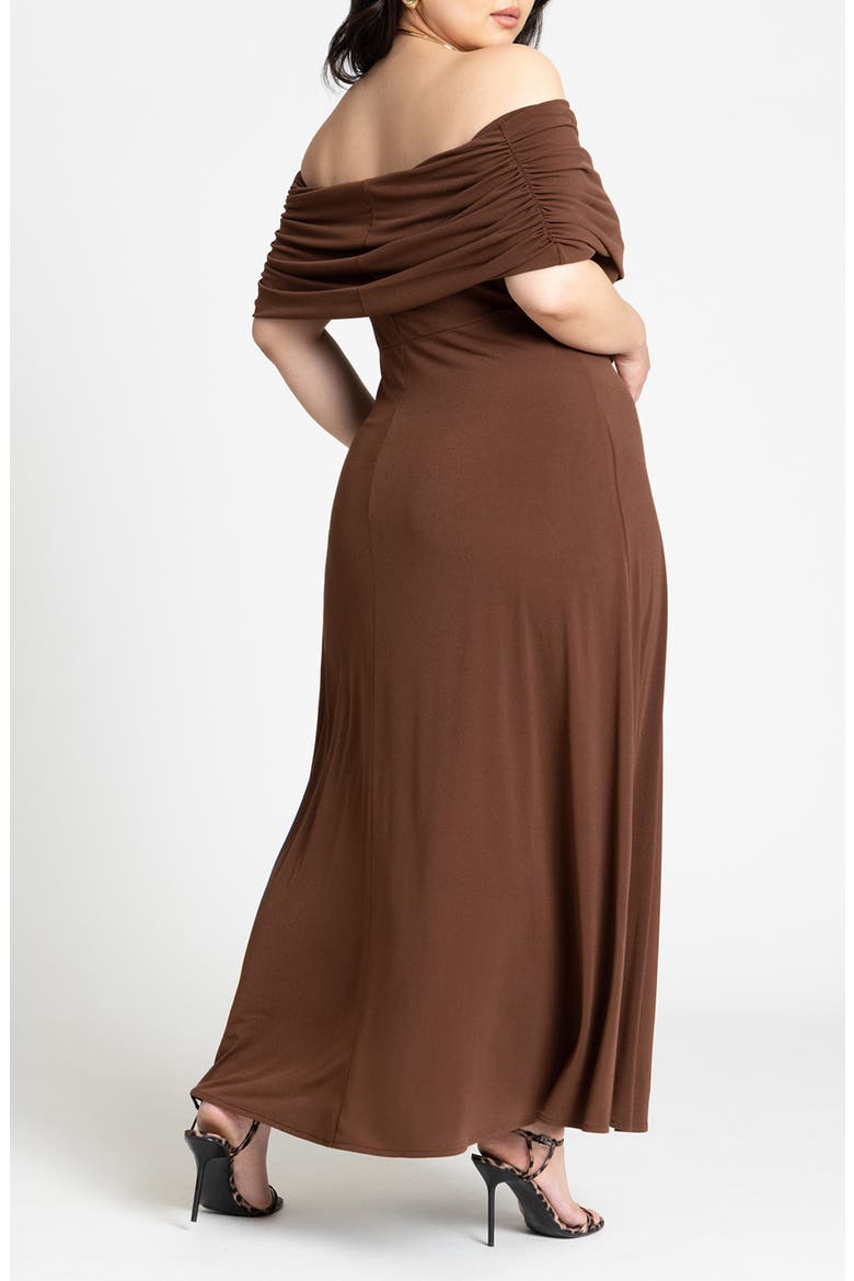 Off The Shoulder Knit Maxi Dress, Alternate, color, POTTING SOIL