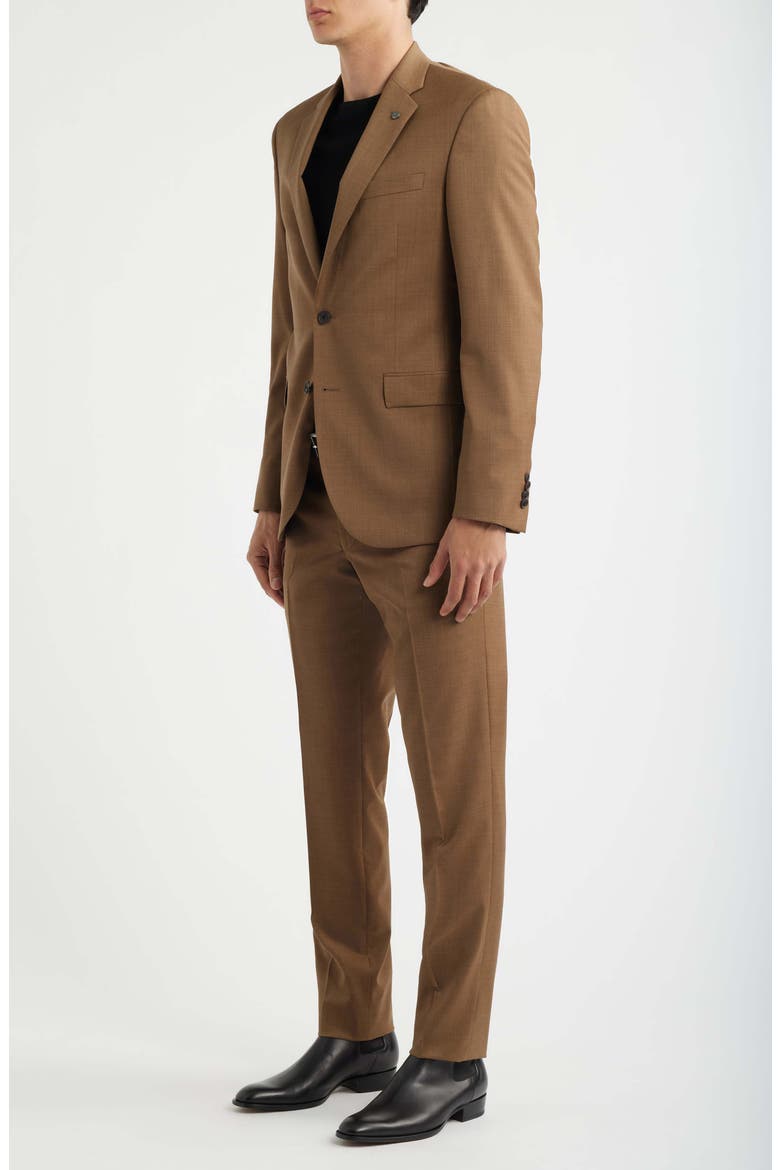 Ross Slim Fit Medium Brown Stretch Wool Twill Suit, Alternate, color, BROWN