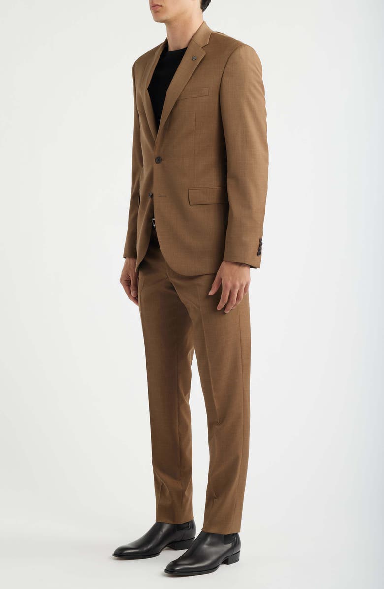 AllSaints Ross Slim Fit Medium Brown Stretch Wool Twill Suit, Alternate, color, Brown