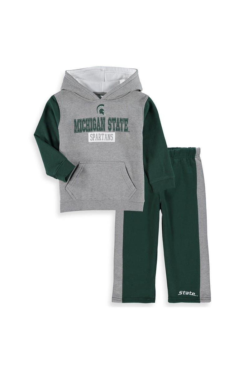 COLOSSEUM Toddler Colosseum Heathered Gray/Green Michigan State Spartans Back To School Fleece Hoodie And Pant Set, Main, color, Heather Gray