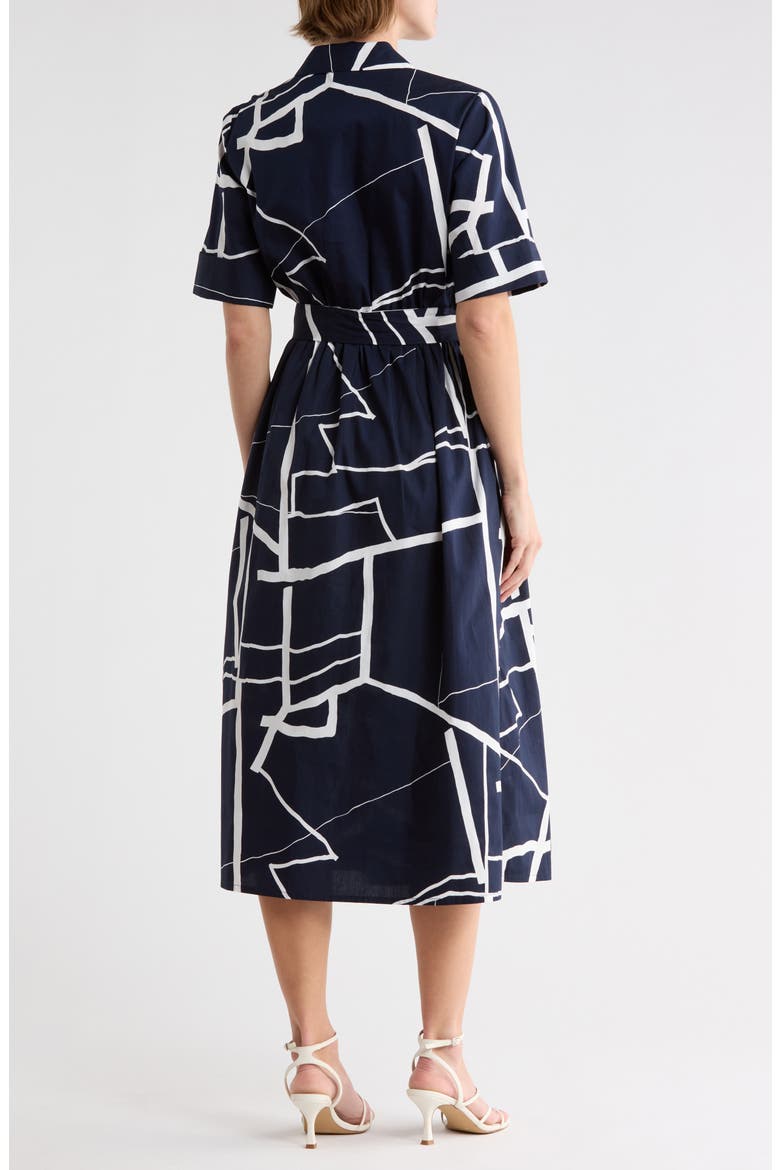 Tie Waist Shirtdress, Alternate, color, NAVY/ CREAM