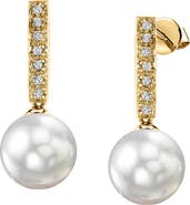 The Pearl Source South Sea Pearl Dangling Diamond Earrings