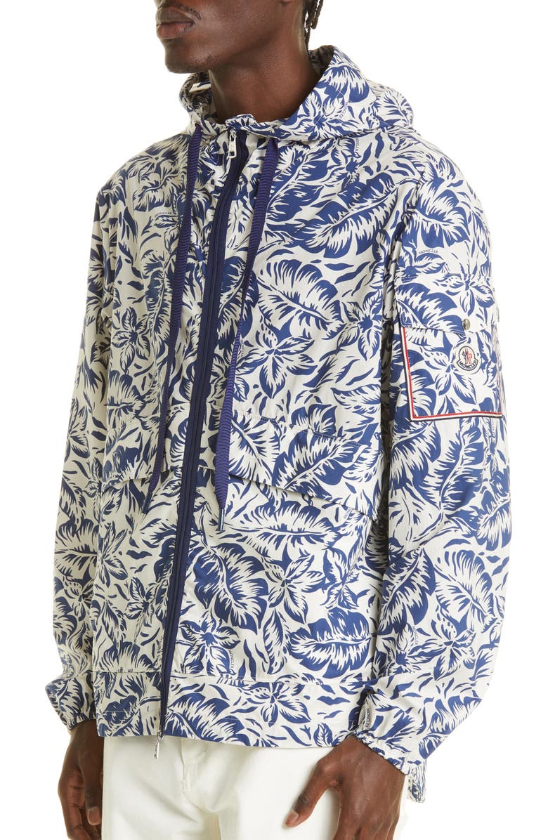 Moncler Ebizo Tropical Print Hooded Jacket, Alternate, color, 