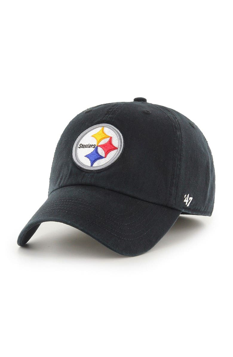 '47 Men's '47 Black Pittsburgh Steelers Franchise Logo Fitted Hat, Main, color, Black