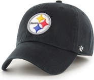 '47 Men's '47 Black Pittsburgh Steelers Franchise Logo Fitted Hat
