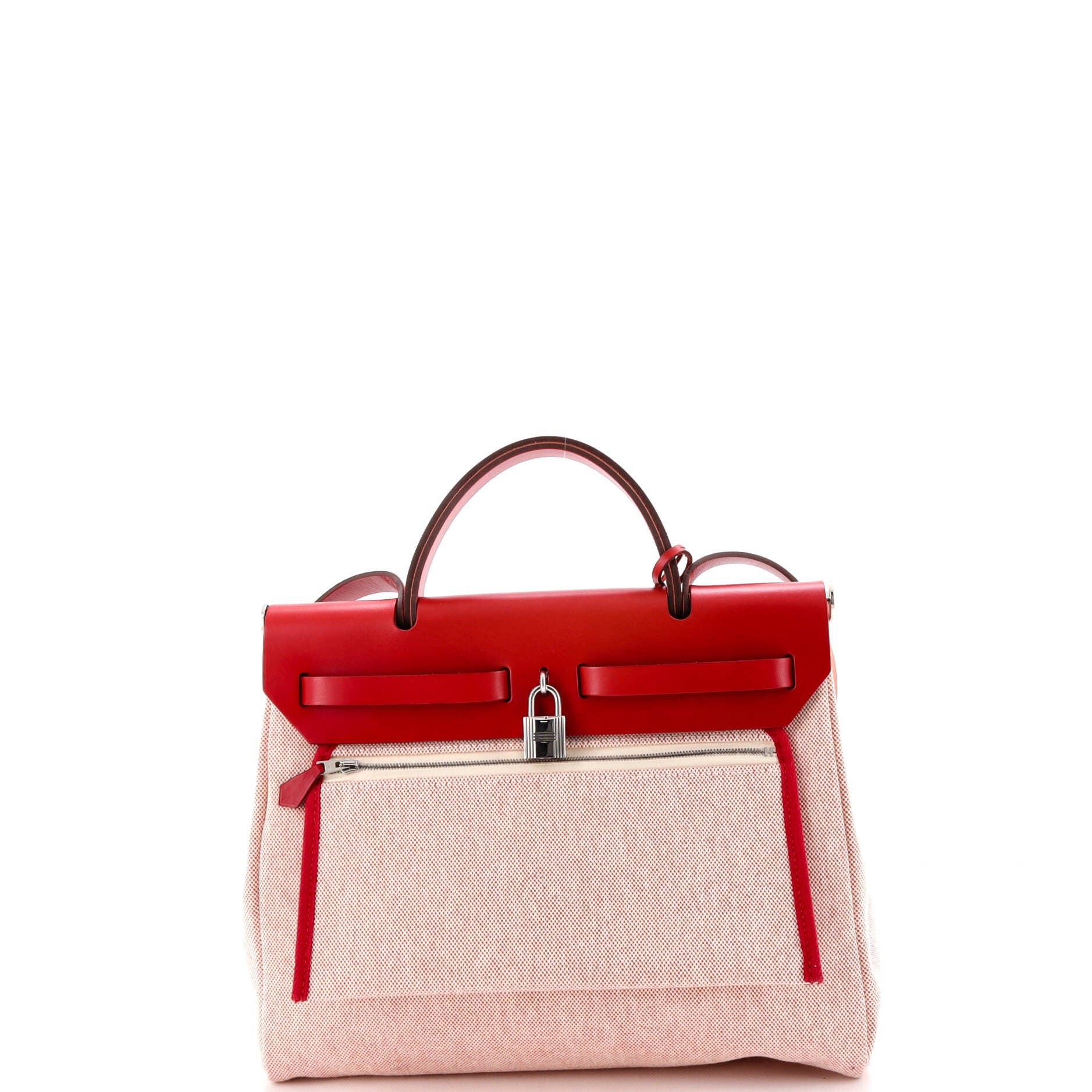 Pre-Owned Hermes Herbag Zip Pegase Pop Toile and Leather 31, Alternate, color, Rouge Piment