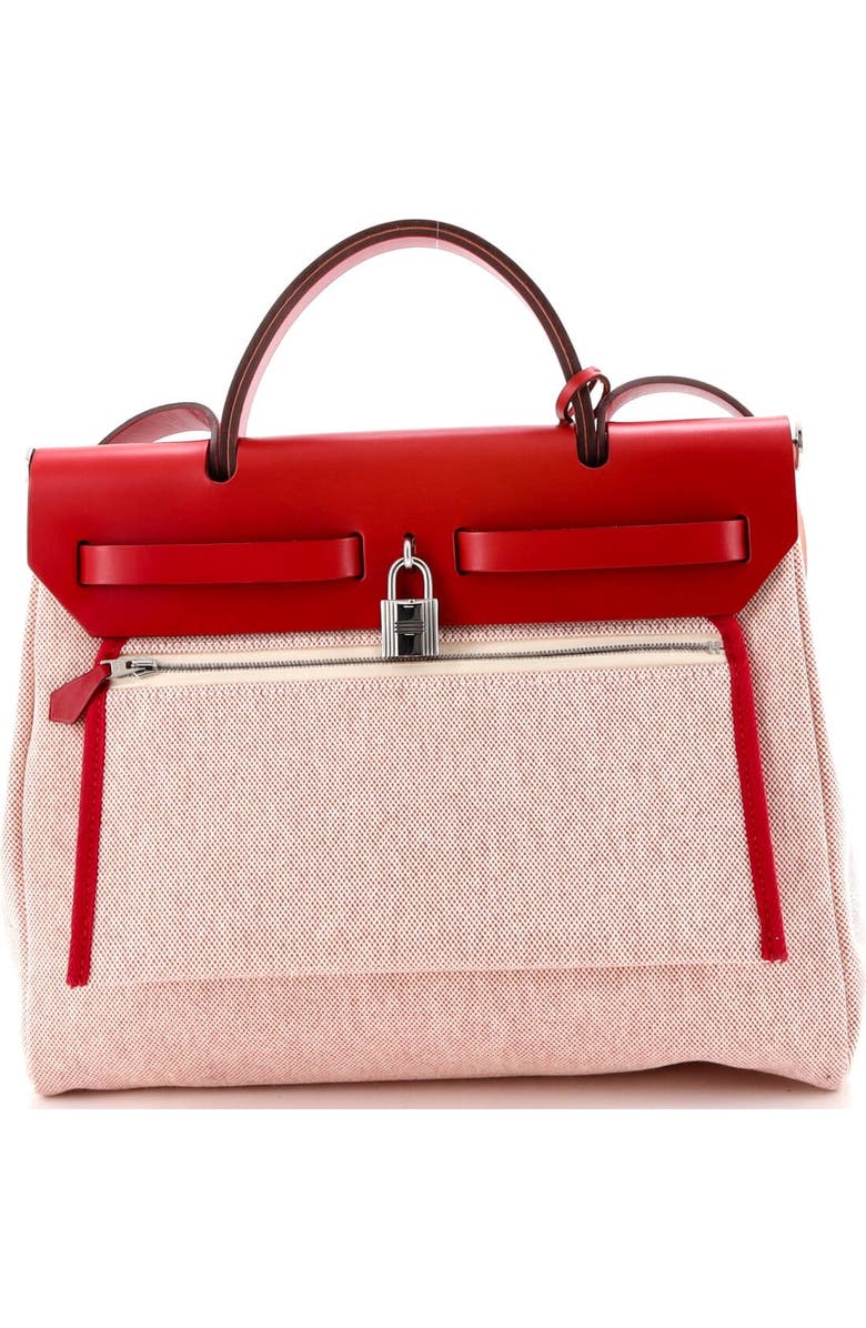 Pre-Owned Hermes Herbag Zip Pegase Pop Toile and Leather 31, Alternate, color, Rouge Piment