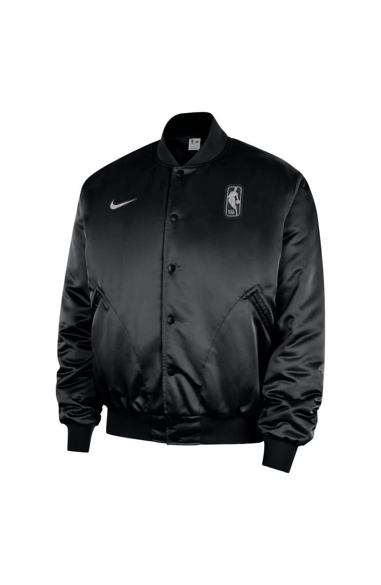 Nike Men's Nike  Black NBA Authentic Lenticular Woven Satin Full-Snap Therma-FIT Jacket, Alternate, color, Black