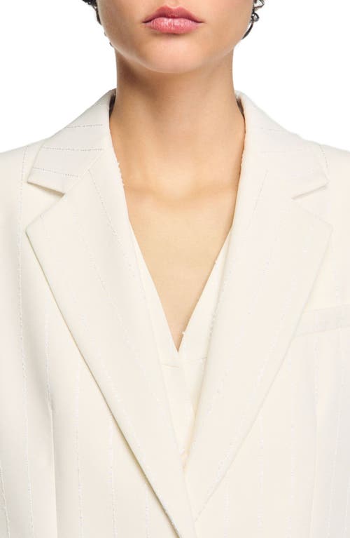 Sandro Sequinned Suit Jacket In Ecru