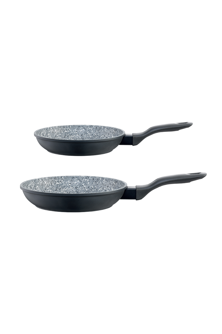 STONE X² Non Stick Frypan Twin Pack  26cm/10" & 30cm/12", Main, color, Black